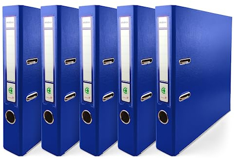 Netuno 5x Archivador azul A4 5cm lomo estrecho anillas carpeta organizador documentos oficina escuela papelería resistente práctico