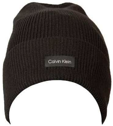 Calvin Klein Cappello CK Cuffia Berretto con Risvolto Articolo KK60K608519 Essential Knit Beanie, BAX Black/Nero, Taglia Unica