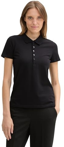 TOM TAILOR Damen 1044731 Piqueé Polo Shirt, 14482-Deep Black, M