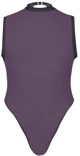 AIEOE Herr glänsande bodys ärmlös stringbody i ett stycke transparent kompression singlet en storlek, svart, one size