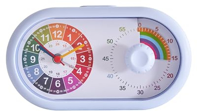 K&L Wall Art Regenbogen Kinderuhr Blau Wecker Kinderzimmer Tischuhr Lernuhr visueller Timer Kinder Tischwecker