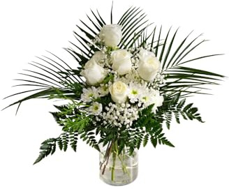 FLORES SOLIDARIAS - Ramos de Flores Naturales Rosas Blancas para Condolencias, Día de Todos los Santos, Semana Santa y Ocasiones Especiales - Ofrenda Floral Fresca y Solidaria con Envío 24 h