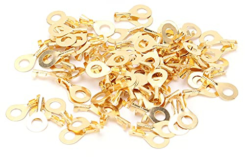 Cryfokt Terminale Ad Anello in Ottone Resistente per Un'eccellente Resistenza Meccanica, Terminale Ad Anello con Capocorda 100 Pezzi per il Collegamento del Cavo