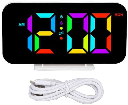 bluebone Digital väckarklocka RGB 5 Ljusstyrka 2 Alarm Justerbar volym 10 Nattljus Snooze Mode Elektrisk skrivbordsklocka