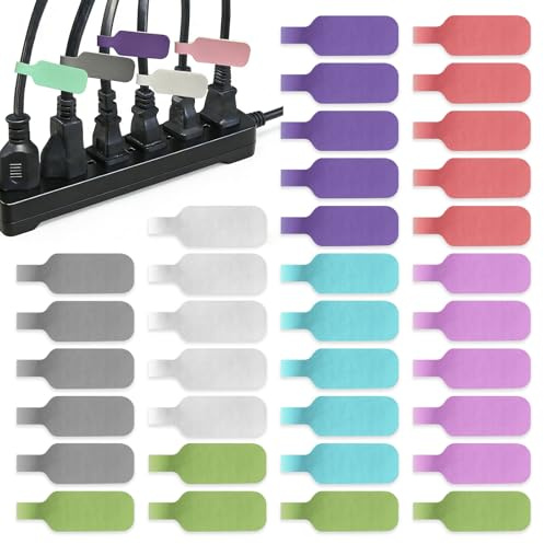35 Pcs Cable Labels, Reusable Cable Cord Tags, Multi Color Wire Labels for Cable Management, Write On Cable Identification Tags for Electronics Computer Office Home