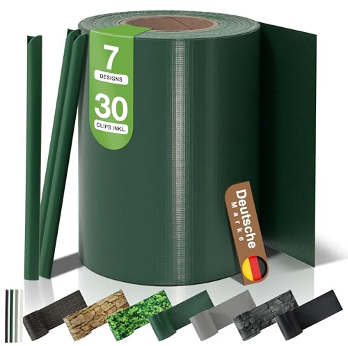BooGardi Strisce frangivista in PVC · Recinzione frangivista 19 cm x 35 m verde 2 rotoli · 450 g/m² · incl. 30 clip · Pannello di recinzione per recinzione a doppia asta & staccionata · Opaco