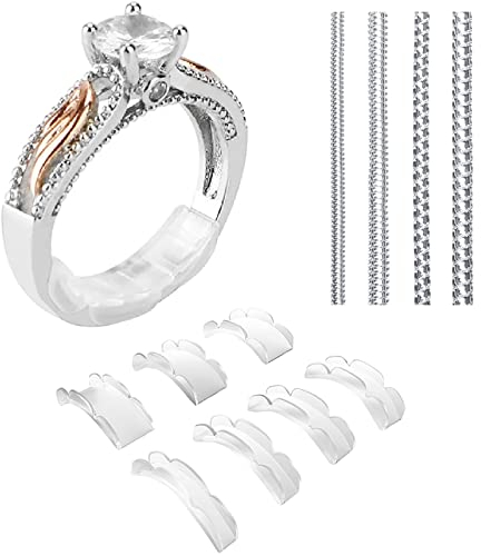 Coopache 18Pcs Ajusteur de Taille de Bague Invisible pour Bagues Desserrées, 2 Styles Réducteur de Bague Silicone Femme Homme, 11 Tailles Adaptateur Bague Trop Grande
