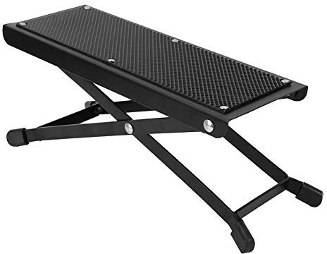 Gitarren-Klapppedal, Metall-Akustikgitarren-Fußbank Solid Handicraft Anti-Rutsch-Klapppedal für Gitarre Pl, schwarz.