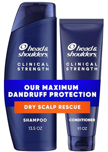 Head & Shoulders Anti-Dandruff Shampoo, Clinical Strength Dry Scalp Rescue, 1% Selenium Sulfide, Seborrheic Dermatitis Relief, Dry Scalp, 13.5 fl oz + Conditioner, 9.1oz