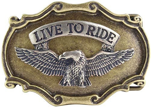 Gürtelschließe Adler Live to Ride 4,0 cm | Buckle Wechselschließe Gürtelschnalle 40mm Massiv | Druckknopf-Gürtel bis 4cm | bicolor g/s