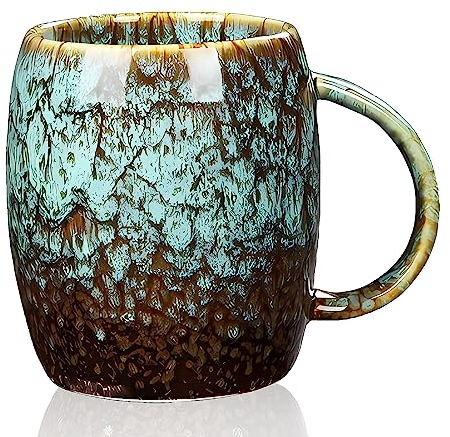 ZPPLD Taza de Café Grande de Porcelana, 500 ml, para Capuchino y Té, con Asa, de Gres y Cerámica (C)