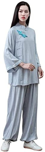 Tai Chi Kleidung Damen Herren Chinesischen Stil Übungskleidung Kung Fu Uniform Tai Chi Anzug Baumwolle Kampfkunst Zen Meditation,Blue-S