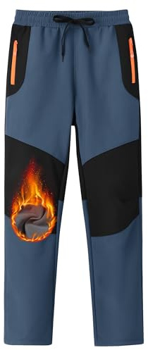 MoFiz Kids' Fleece Lined Waterproof Softshell Pants - Gray Blue, Size L