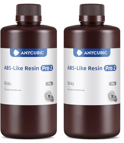 ANYCUBIC ABS-Like Resin Pro 2, Grau 2pcs, 3D Drucker Resin mit erhöhter Festigkeit und Zähigkeit, Hoher Präzision und Geringe Schrumpfung, Weitgehende Kompatibilität mit allen Resin 3D Druckern