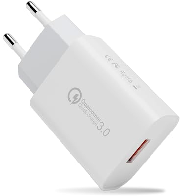 Chargeur USB, Quick Charge 3.0 Chargeur Rapide Adaptateur Secteur 3A Prise Secteur USB pour Samsung Galaxy S23/S22/S21/S20/S10/S9/S8/A54/A13/Z Flip 2, Note 9/8, HTC, LG, iPhone, iPad (Blanc)