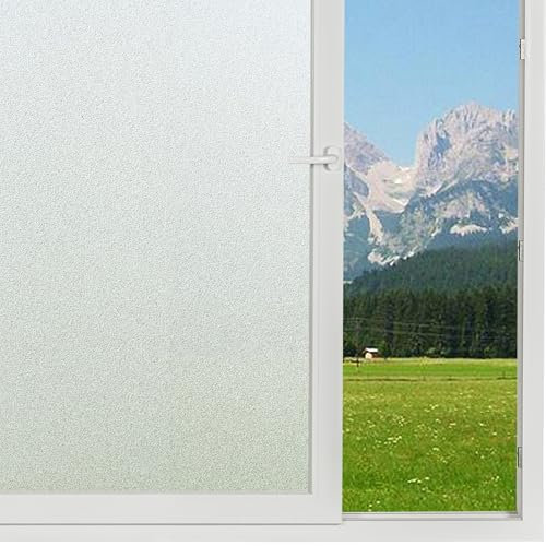 Funfox Window Film Privacy, Window Frosting Film Opaque Sticker Vinyl Glass Static Cling No Glue Sun Blocking for Bathroom Door & Office Matt 44.5x200cm
