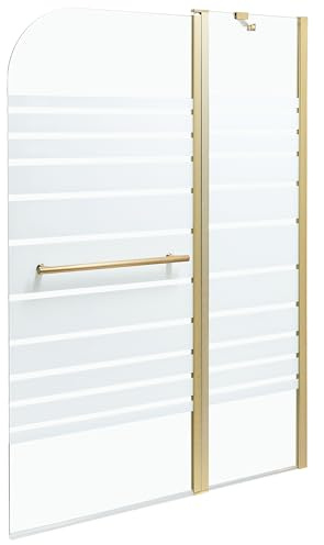 Mampara de baño minimalista con puerta de vidrio templado dorado 140 x 100 cm Tuapi