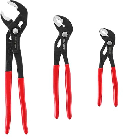 MAXPOWER 7 10 12 Water Pump Pliers, Quick Adjustment Push Button Pliers | jaw Capacity 0.98 1.4 1.6, push button, quick adjust, v-jaw, Cr-V steel