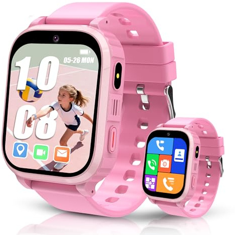 GPS Smartwatch Bambini, Orologio Smartwatch Bambini GPS Telefono Chiamate per Ragazzo e Ragazza, Orologio Bambino IP68 Impermeabile Videotelefono Cellulare SOS Giochi Voce Chat Sveglia Regalo