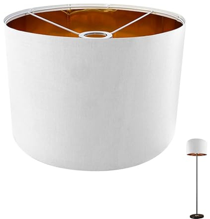 Pantalla de lámpara de lino, pantalla hecha a mano para lámpara de pie, lámpara colgante y lámpara de mesa, portalámparas E27, sin deslumbramiento, Ø 30 cm x alto 20 cm (blanco)