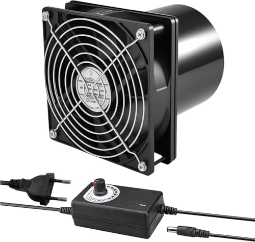 Aoreun Extractor de Aire de tubo 100mm, Ventilador Extractor de Aire DC 12V con Controlador de Velocidad, Extractora Cocina de pared Silencioso para Baño, Cocina, Garaje, Sótano
