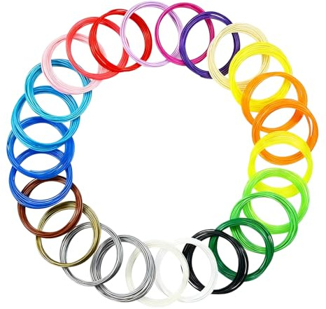Filamento PLA 3D de 1,75 mm, 30 colores, accesorios de lápiz 3D, filamento de impresión 3D, compatible con MYNT3D SCRIB3D y la mayoría de otros lápices de impresión 3D, 5 m