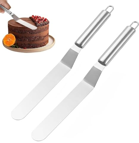Vinkelpalett rostfritt stål set – 2 st vinkelpalett tårta stor – tårtknivar tårta kök – rostfritt stål tårtspade för utjämning, tårtspade rostfritt stål för utjämning, palett för tårtor set