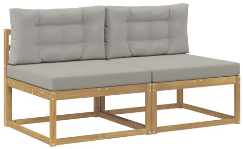 vidaXL 2 Stycke Utomhus Mellansoffa Polyester Vit