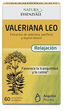 NATURA ESSENZIALE Valeriana Leo - Favorece la tranquilidad y la calma - Complemento alimenticio con extractos de valeriana, pasiflora y espino blanco. A partir de 12 años - 60 comprimidos