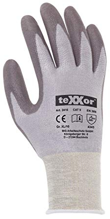 texxor Schnittschutz-Strickhandschuhe 2416, PU-Beschichtung, grau, 8/M, Karton