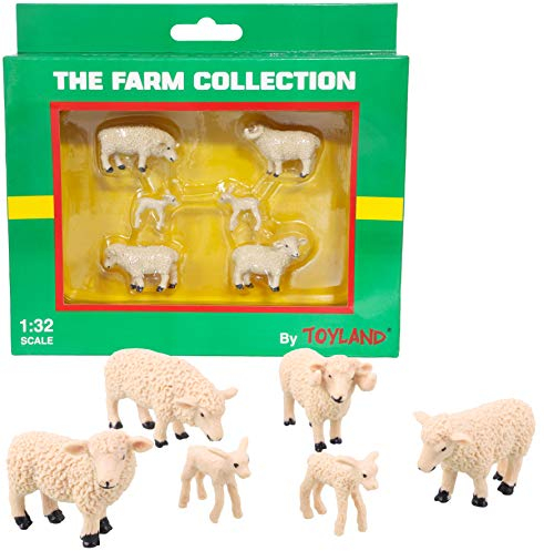 Toyland® Confezione da 6 figure di pecore e agnelli in scala 1:32 - The Farm Collection - Figure di animali da collezione