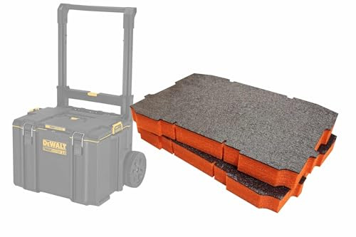 Shadow Foam ToughSystem 2.0 Rullande verktygslåda skuminlägg [dubbelpack] Skär och skala skuminlägg för DeWalt ToughSystem 2.0 verktygslådor | verktygsorganisation, Kaizen, 5s, verktygslagring (50 mm, orange)