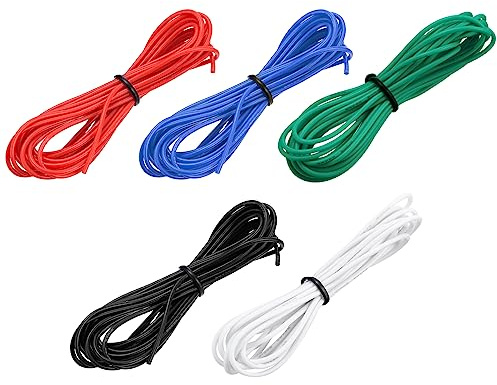sourcing map Cable de Silicona Calibre 26, 5 Cables Eléctrico 26 AWG, Alambre Trenzado de Cobre Estañado Flexible, Cable Conexión Alta Temperatura, 5 Color 1,5 m para Modelo de Auto