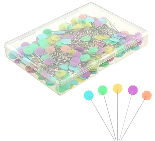 200 Stück Stecknadeln Nähen Blumenkopf Stecknadeln, Stecknadeln Mit Kopf Lang, Mehrfarbige Stecknadeln Mit Kopf Für DIY Nähen Handwerk Basteln