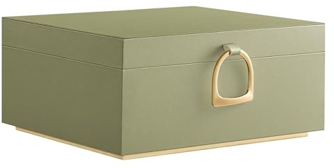 SONGMICS 2-Layer Jewelry Box, Jewelry Organizer with Handle, Removable Jewelry Tray, Jewelry Storage, Floating Effect, 8.1 x 9.4 x 4.3 Inches, Gift Idea, Sage Green UJBC165C02