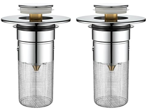 2 Stücke Abflusssieb Waschbecken, WaschbeckenstöPsel Mit Sieb, Pop Up Haarsieb Waschbecken, Waschbecken StöPsel, Sieb für Waschbecken, Waschbecken Abflussstopfen, FüR 34-40mm Abfluss Ablauf