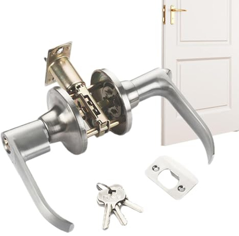 Cerradura de puerta con llave,Cerradura de puerta de dormitorio,Juego de cerradura con manija de puerta esférica | Cerradura de manija de puerta Interior dormitorio habitación baño cerradura de barras