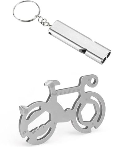 KGDUYC 12-in-1 Mini Fahrrad Multifunktionswerkzeug, Fahrrad Multitool Fahrrad Werkzeug mit Aluminiumpfeifen, Key Tool Bicycle Schlüsselanhänger Fahrrad für Wandern Camping