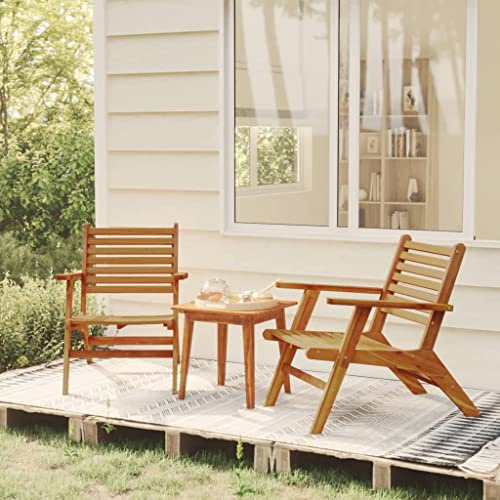 KTHLBRH Lot de 2 chaises de jardin en bois d'acacia massif - Ensemble de meubles de terrasse - Ensemble de meubles de balcon - Pour terrasse, jardin, balcon