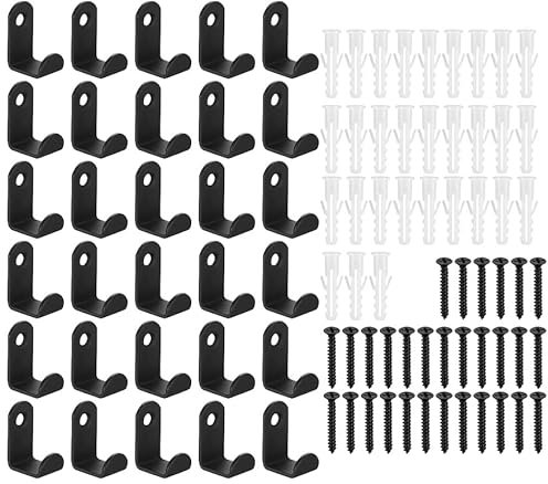 QJKEJI 30 Pcs Black Coat Hooks Wall Mounted, Small Heavy Duty Black Wall Hooks for Hanging Coats Home Bathroom Kitchen Outdoor Door Clothes Hat Robe Towels Keys Bags Storage
