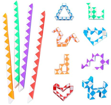 Funalix Magiska ormar tärningar, 12 stycken block mini snake pussel magisk ruuler, 3D-pussel magisk orm leksak, främjar kreativitet och motorik, barndagspresenter (slumpmässig färg)