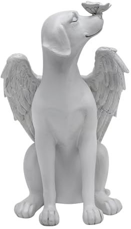 UOCAI Perro ángel Estatua Conmemorativa para Mascotas de Resina, Piedra Conmemorativa para Mascotas, Lápida para Perros Regalos Conmemorativos de Perro de ángel