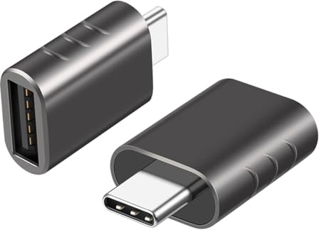Adaptador de aluminio USB C a USB 3.2 de 10 Gbps de transferencia rápida para smartphones, tabletas y ordenadores portátiles (2 unidades) Convertidor tipo C OTG de aluminio