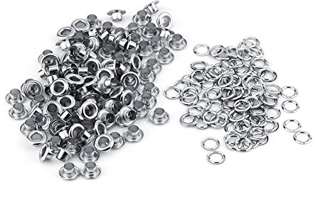 Walfront 100 stücke 5mm Metall Ösen Nieten Ösen mit Unterlegscheiben für Leder Handwerk Karte Dekoration(Silber)