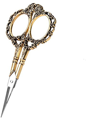 1pc Vintage antike Edelstahl Nähschere Blumen-Muster-Handstickerei-klassische geschmiedete Scheren(Golden)