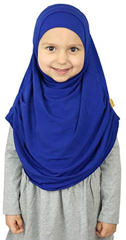 Modefa Islamic Girl Child Practical Amira Hijab Two Piece Muslim Scarf & Bonnet - Instant Easy Hijab (Royal Blue)