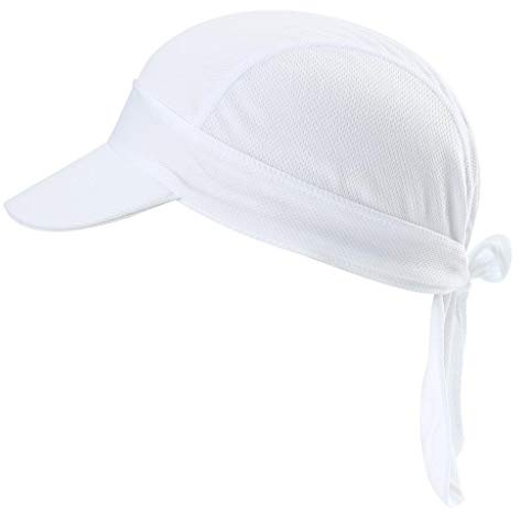 Arcweg Bandana Uomo Donna con Visiera Cappellino Ciclismo Moto UPF 50+ Fascia Running Regolabile Antiscivolo Copricapo Multifunzione Estivo Asciugatura Rapida Assorbe Il Sudore 54-62cm Bianco