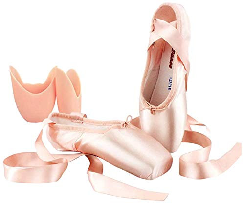 KALUNBS Damen Mädchen Satin Spitzenschuhe Ballettschläppchen Ballettschuhe Tanzschuhe Ballett Trainings Schläppchen mit Silikonhülle