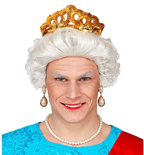 W WIDMANN MILANO Party Fashion 51640 - Perücke Queen, grau, Königin, Adel, Mottoparty, Karneval