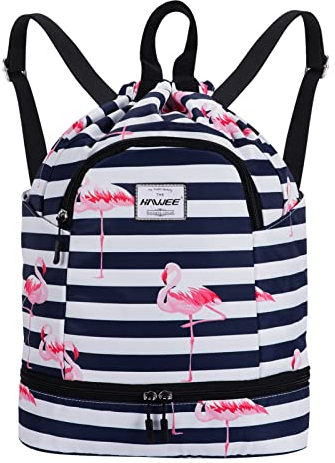 HAWEE Wasserdicht Kordelzug Rucksack mit Innentasche Groß Turnbeutel Kordelzug Tagesrucksack Tunnelzug Tasche Sporttasche Unisex für Frauen Männer Reise Alltag Schule Outdoor Yoga Schwimmen Strand
